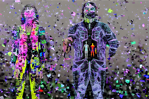 Image of a still from the Strange Loops video artwork by Kate Geck. It uses machine learning models to speculate on the emerging sensory worlds of synthetic intelligences.