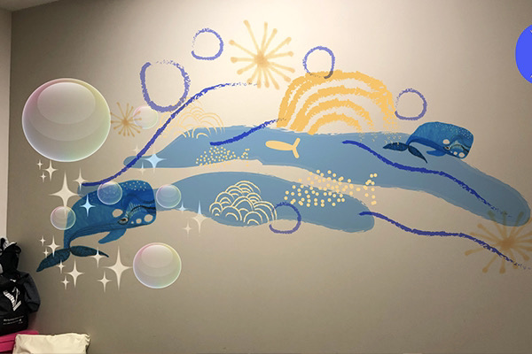 Kate Geck Soma Shimmer a speculative augmented reality app and interactive vinyl design enabling somaestheic engagement and stretching in the childrens' hospital